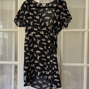 J Crew short sleeve wrap dress with cheetah print